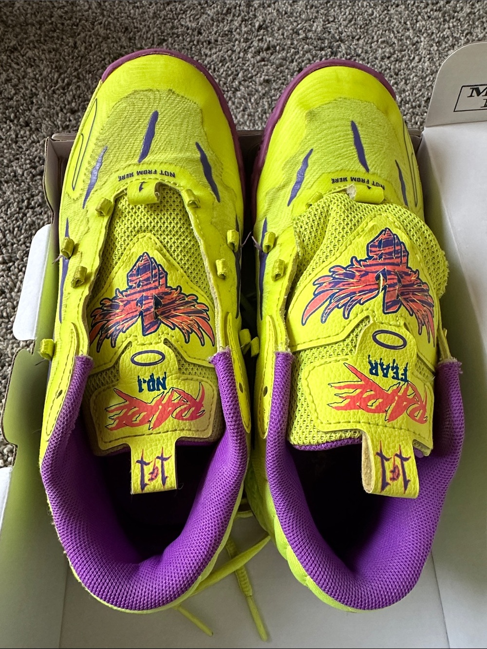 Puma Kids Neon Yellow and Purple Graphic Sneakers